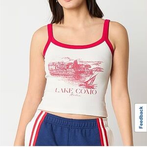 Lake Como Women's White and Red Tank Top